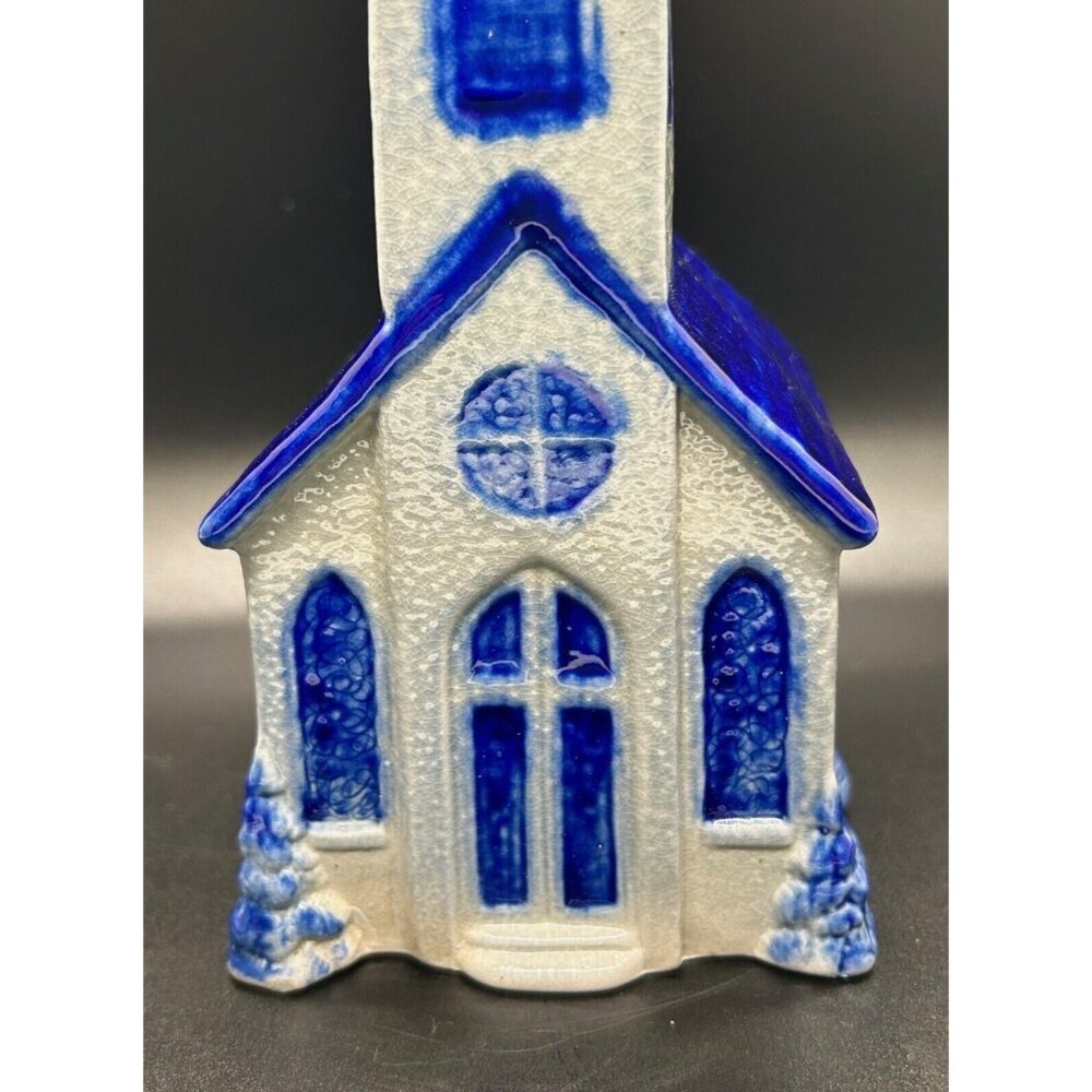 Eldreth Pottery Christmas Blue Salt Glaze Chapel Church Vintage Signed 1999 - Picture 6 of 14
